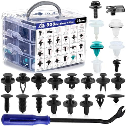 801pcs Car Push Retainer Clips with 24 Popular Push Pins for Auto Parts (801 Count)