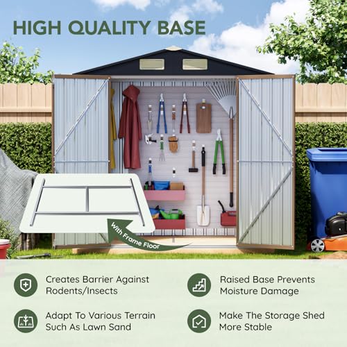4 x 6 FT Storage Shed with Floor Frame for Backyard