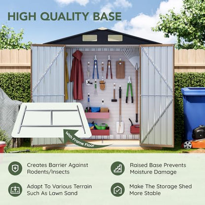 4 x 6 FT Storage Shed with Floor Frame for Backyard