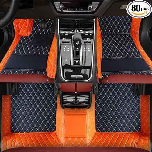 TREGOO All-Weather Anti Slip Floor mat is Suitable mats for floo of All for Tesla Models from 2012 to 2025 (Edge Orange Medium Black Beige)