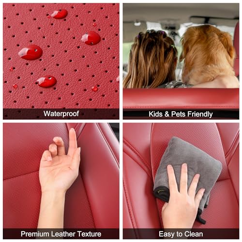 Tesla Model 3 Car Seat Covers Nappa Leather Car Interior Seat Airbag Compatible Cushion Cover Full Set Custom Fit 2023 2022 2021 2020 2019 2018 (10 Count)