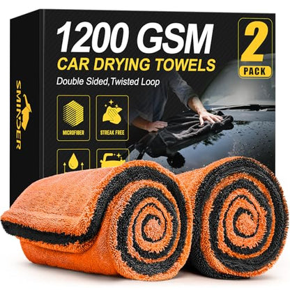 2 Pack 1200 GSM Car Drying Towels