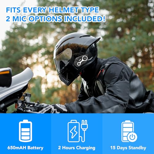 Motorcycle Bluetooth Intercom 1000m 2 Riders Motorbike Helmet Communication System Headset Universal Wireless Interphone (2 Count)
