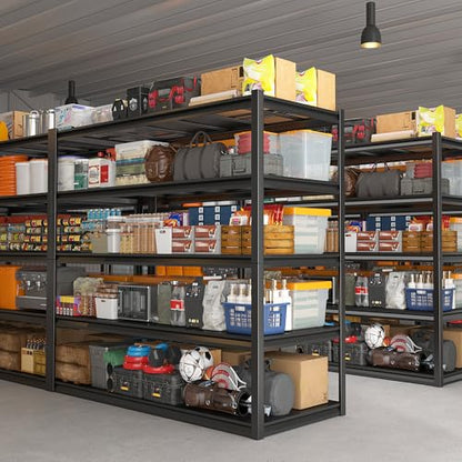 Garage Shelving 48.2" W Storage Shelves 3000LBS Metal Shelving Heavy Duty Adjustable Metal Shelf 5 Tier Pantry Shelves for Basement Warehouse Supermarket 72.2" H x 24.2" D x 48.2" W (4 Count)