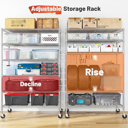 6 Tier Rolling Storage Shelves with Locking Wheels (2 Count)