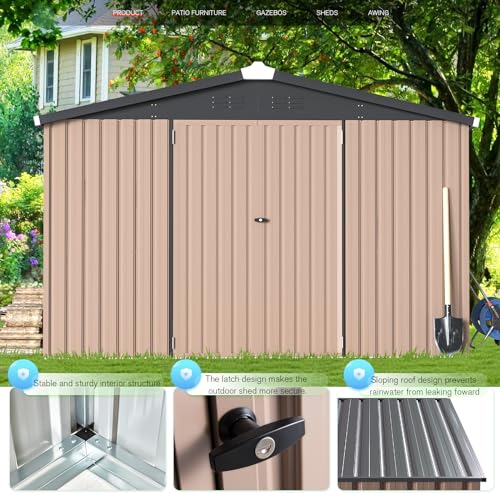 10' x 14' Large Waterproof Metal Garden Tool Shed