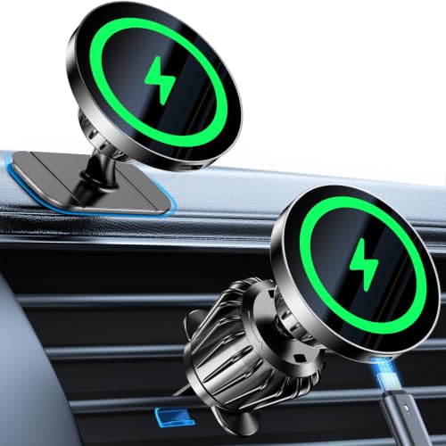 for MagSafe Car Mount Charger【Stronger Magnet】 iPhone Magnetic Wireless Car Charger【Dashboard+Vent】for Magsafe Car Charger Cell Phone Car Mount for iPhone 16 Pro Max 15 14 13 12 MagSafe Cases