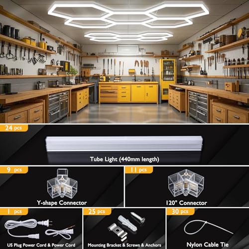 Hexagon Garage Lights (24 Count)
