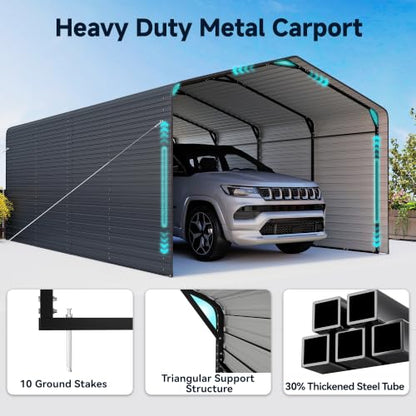 12x20 FT Heavy Duty Enclosed Metal Carport