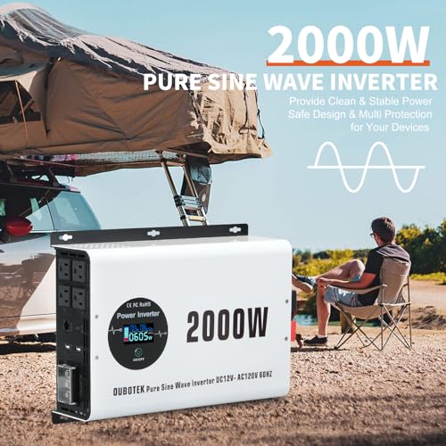 2000W Pure Sine Wave Power Inverter DC 12V to AC 120V