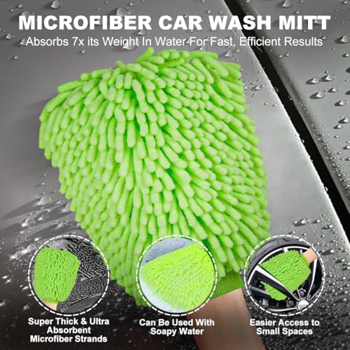 3 Pack Car Microfiber Towels with Car Wash Mitt (3 Count)