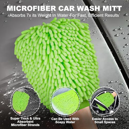 3 Pack Car Microfiber Towels with Car Wash Mitt (3 Count)