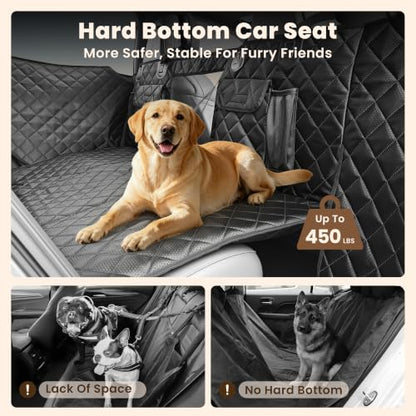 Hard Bottom Dog Car Seat Cover for Back Seat with Door Protector