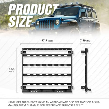 Roof Rack Cargo Basket with 4 PCS LED Light Bar Compatible with 2007