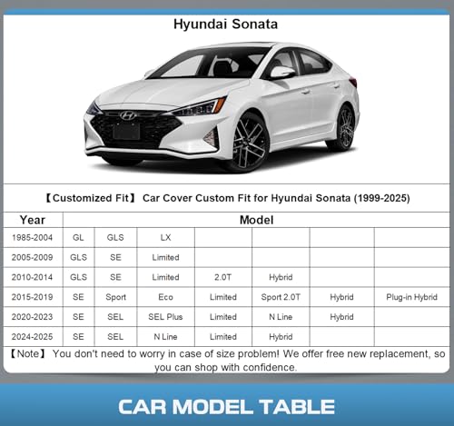 10 Layers Car Cover Custom Fit for Hyundai Sonata 1993