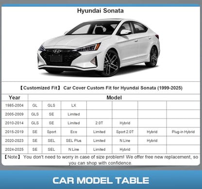 10 Layers Car Cover Custom Fit for Hyundai Sonata 1993