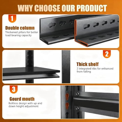 16''W*16" D Garage Shelving Heavy Duty Metal Storage Shelves Series (4 Count)