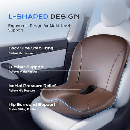 Car Seat Cushion and Lumbar Support Pillow One Piece
