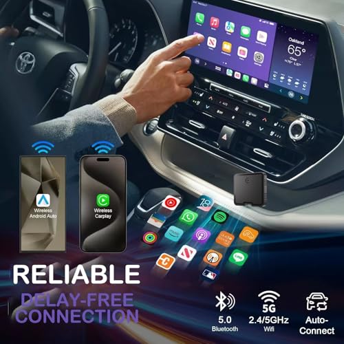Carplay Wireless Portable Touchscreen Car Stereo Bluetooth Voice Control 7" for Apple Car Play & Android Auto Car Audio HD Screen with 1080p Backup Camera GPS Navigation