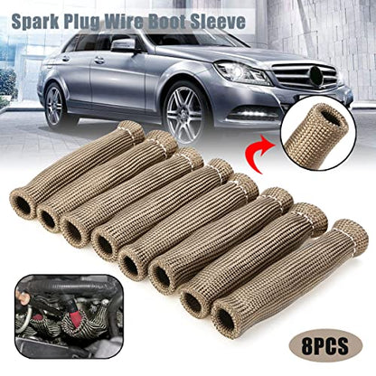 Titanium Spark Plug Wire Boots Thermal Protection Insulator Sleeve (8 Count)