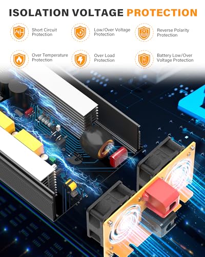 3000W Pure Sine Wave Inverter 24V DC to 110V 120V AC Converter for RV Truck Home Off