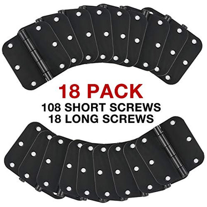 3 1 2" Matte Black Door Hinges 3.5 Inch Rounded Flat 18 Pack