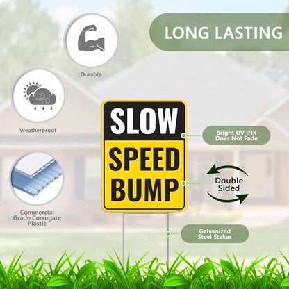2PC Speed Bump Sign with Stakes (2 Count)
