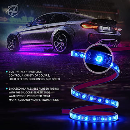 8Pcs Car RGB LED Strip Lights (4 Count)