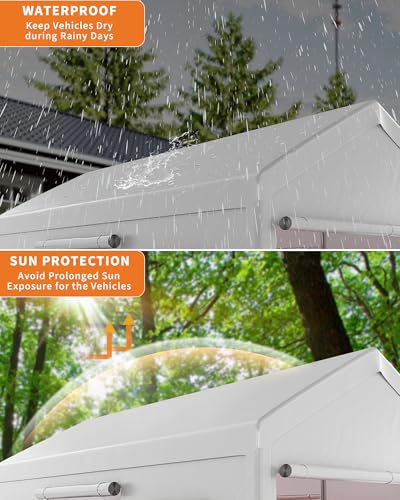 10x20 Ft. Metal Carport Garage with PE Fabric and Galvanized Steel Frame Outdoor Shelter for Cars