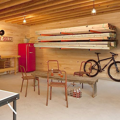 Wall Mount Wood Organizer and Lumber Storage Rack with 3