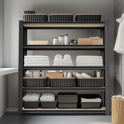 5 Tier Black Shelving with Board (5 Count)