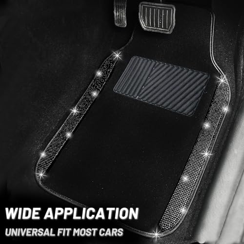 Black Bling Car Floor Mats Full Set