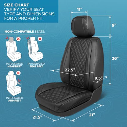 Elite Edition Faux Leather Seat Covers for Cars (2 Count)