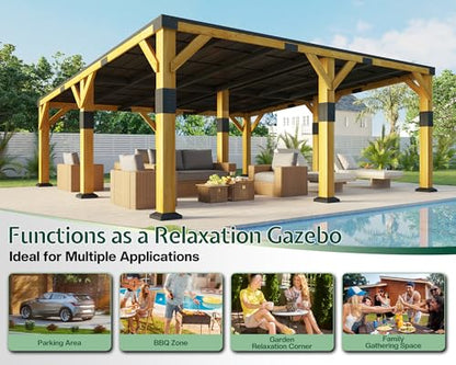 20x20x9.2 FT Heavy Duty Cedar Wood Carport for 2 Cars