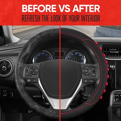 FlexGrip Red Steering Wheel Cover for Cars