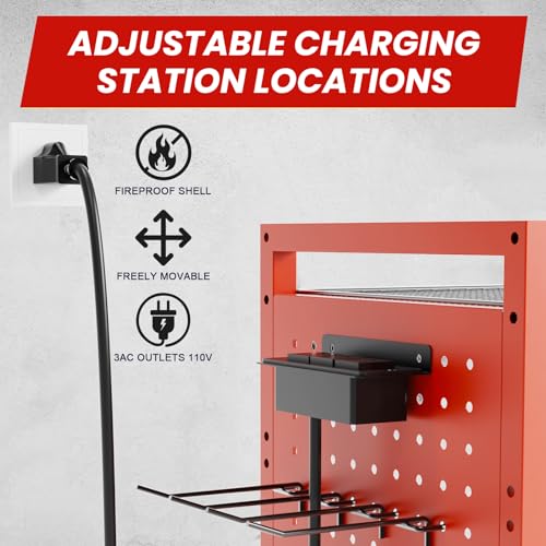 Heavy Duty Power Tools Organizer Cart with Charging Power Strip