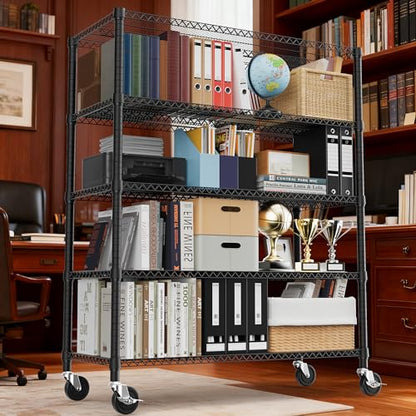 3300LBS 53.1" W 5 Tiers Shelf Steel Storage Shelving Utility Shelving Unit Steel Organizer Wire Rack for Home