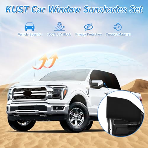 Windshield Sun Shade Umbrella for Ford F150 Hybrid 2021 2022 2023 2024 2025 2026 Rear Window Shades 100% UV Protection and Blackout Privacy 5PCS Car Window Covers Accessories (5 Count)