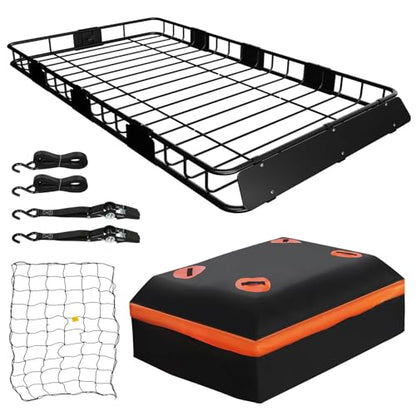 64" x 39" x 5" 200lb Heavy Duty Roof Rack Carrier Basket with Waterproof Bag