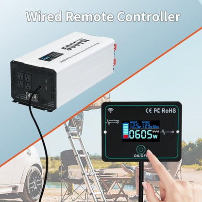 5000W Power Inverter Pure Sine Wave 12V DC to 120V AC