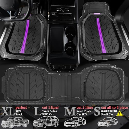 Tire Tread DeepDish Rubber Floor Mats for car Heavy Duty car mats All Weather (3 Count)