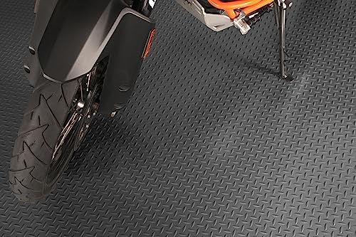 Lite Diamond Tread Pattern Slate Grey Vinyl Rollout Garage Flooring Protector Mat for the Garage and Beyond