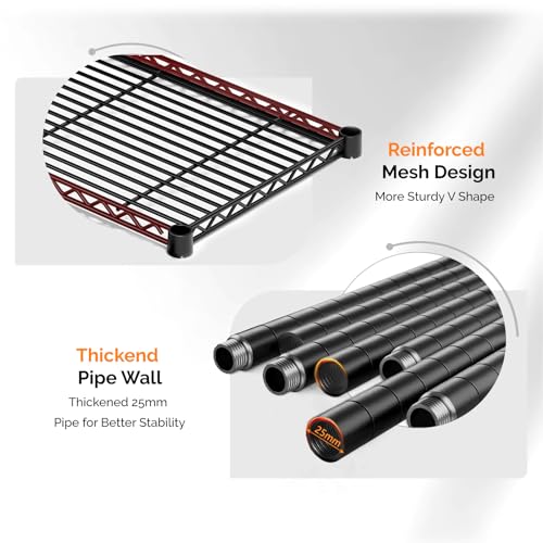 3 Tier Metal Storage Shelves 41''H Wire Shelving with Wheels for Storage Adjustable Heavy Duty Garage Shelving Storage Racks for Pantry Shelves Kitchen Office Garage