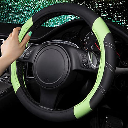 Line Rider Microfiber Leather Sporty Steering Wheel Cover Universal Fits for 95% Truck