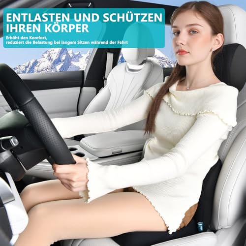 3 PCS Seat Cushion for Carseat Lumbar Support Pillow Car Neck Headrest Pillows Memory Foam Gel Memory Foam Massage Point Seat Pads Pressure Relief Back Cushion for Office Chair (3 Count)