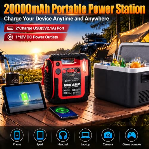 New Upgrade Car Battery Jump Starter & Portable Air Compressor