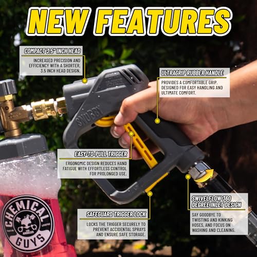Snubby Short Pressure Washer Gun with Foam Cannon Attachment