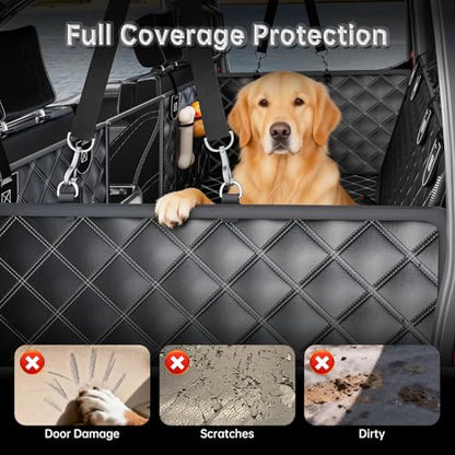 RYNVALE [2026 Upgraded] Hard Bottom Car Seat Cover for Dogs in Trucks