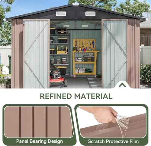 10x12 FT Galvanized Steel Outdoor Storage Shed with Base