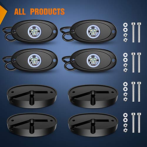 4PCS White LED Rock Lights Underglow Wheel Well Pods (4 Count)